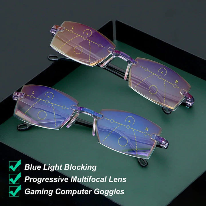 Νέα διαμαντένια διεστιακά προοδευτικά και αντι μπλε γυαλιά ανάγνωσης