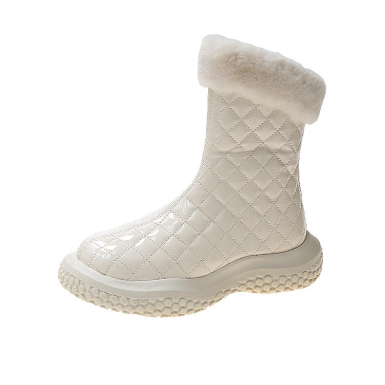 Χειμερινές βελούδινες ζεστές μπότες χιονιού με χοντρή σόλα